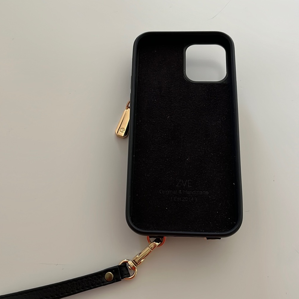 NEW ZVE iPhone 13 Wallet Case Crossbody, Wristlet Phone Case- Black